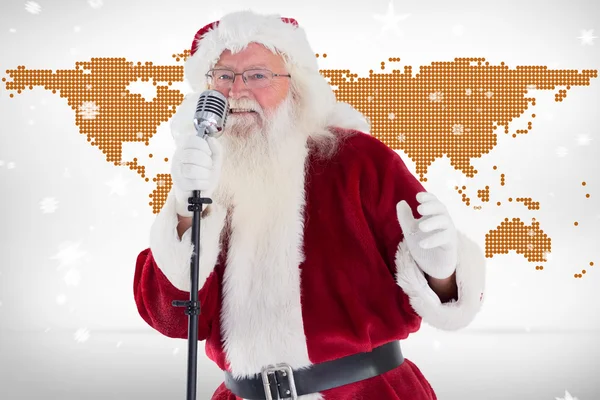 Papai Noel está cantando canções de Natal — Fotografia de Stock