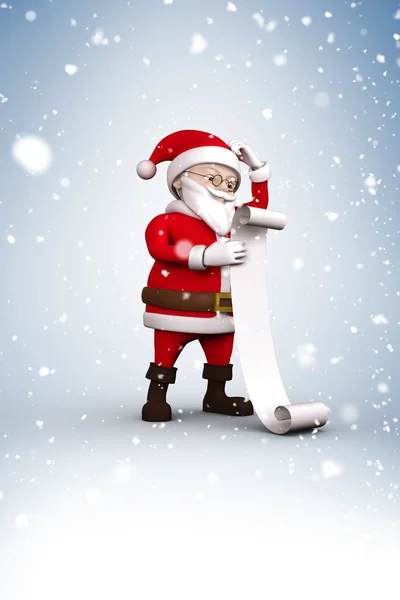 Cartoon-Weihnachtsmann überprüft seine — Stockfoto