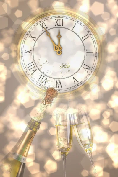 Kompositbild der Uhr, die bis Mitternacht herunterzählt — Stockfoto