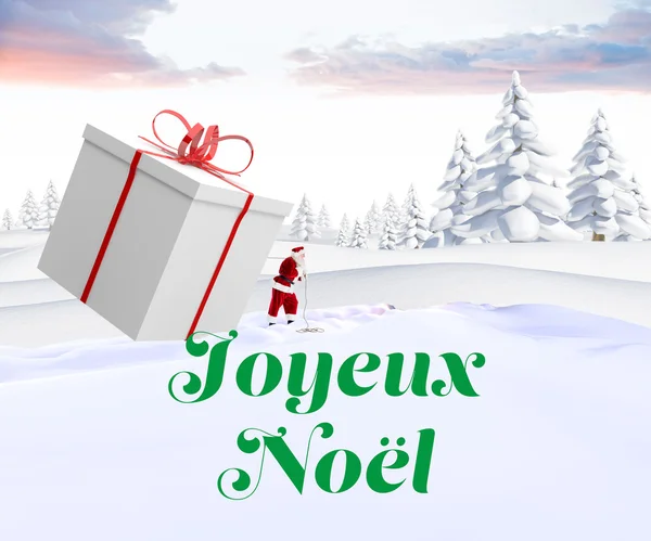 Père Noël offrant un grand cadeau — Photo