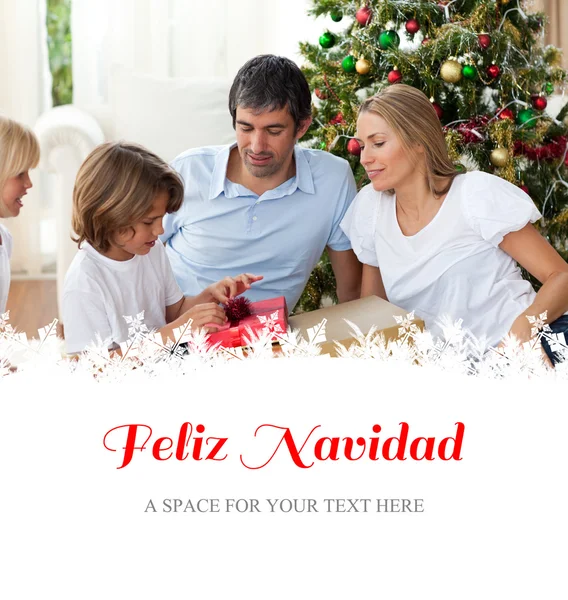 Cheerful family celebrating christmas — Stock Photo, Image
