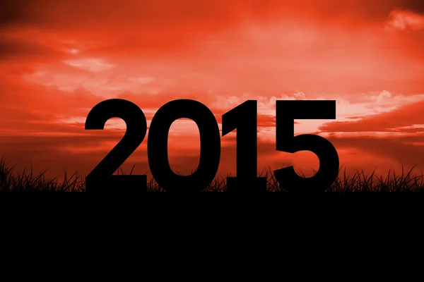 2015 against red sky — Stock Photo, Image