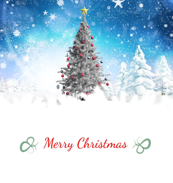 Weihnachtskarte gegen Weihnachtsbaum — Stockfoto