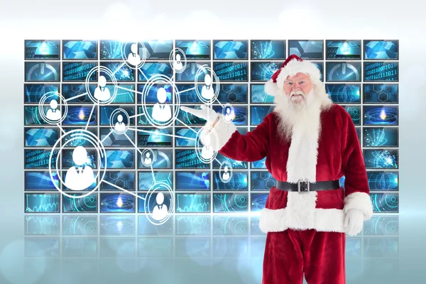 Santa shows something to camera — Stock Photo, Image