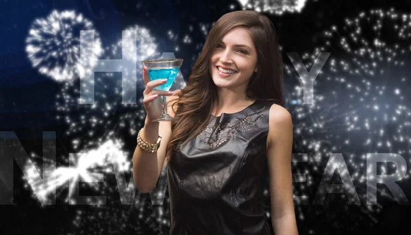 Brunette with cocktail — Stock Photo, Image