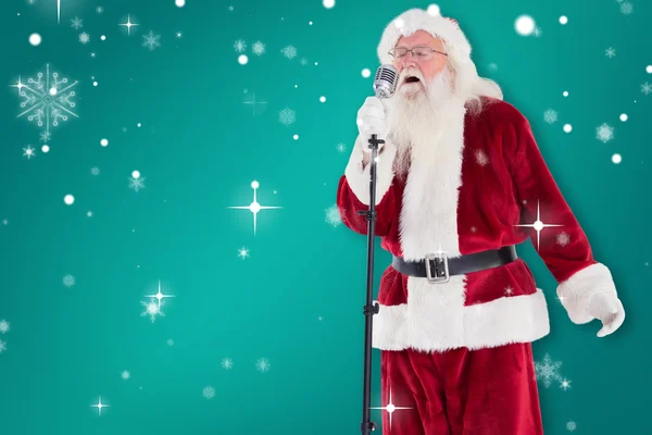 Santa sings like Superstar — Stock Photo, Image