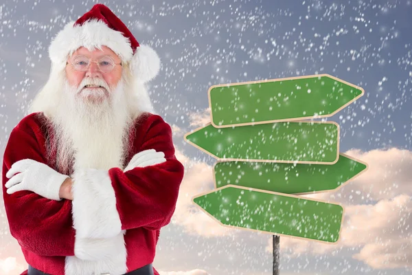 Santa smiles with folded arms — Stock Photo, Image