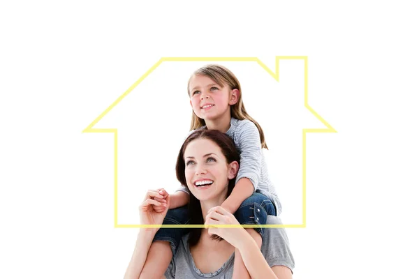 Cheerful mother giving piggyback ride — Stock Photo, Image