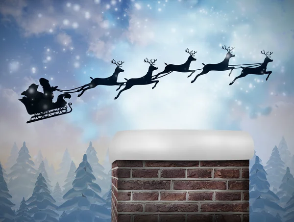 Santa flying his sleigh — Stock Photo, Image