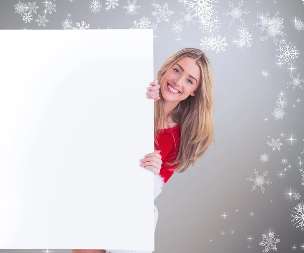 Linda menina santa sorrindo para a câmera — Fotografia de Stock