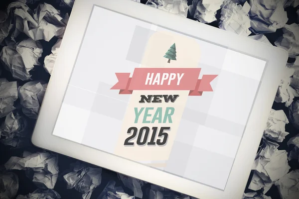 Happy new year against tablet pc — Stock Photo, Image