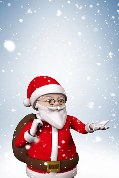 Cartoon santa with snow falling — Stock Photo, Image