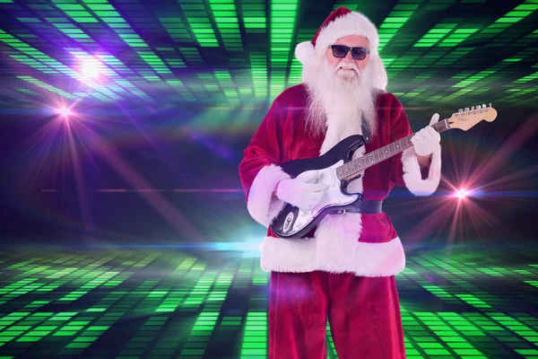 Santa Claus toca la guitarra con gafas de sol — Foto de Stock