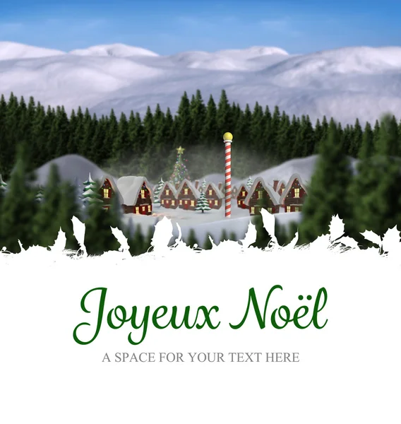 Joyeux noel contra lindo pueblo — Foto de Stock