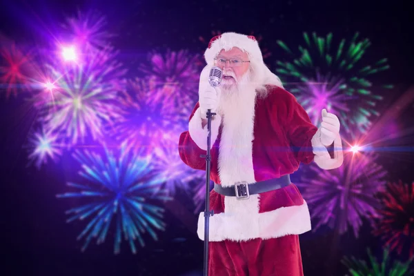 Papai Noel canta como Superstar — Fotografia de Stock