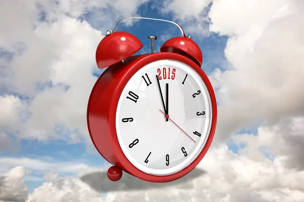 Bileşik görüntü 2015 yılında kırmızı çalar saat — Stok fotoğraf