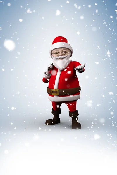 Cartoon santa with snow falling — Stock Photo, Image