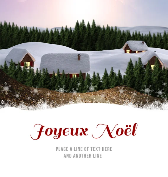 Joyeux noel przeciwko ładny wieś — Zdjęcie stockowe