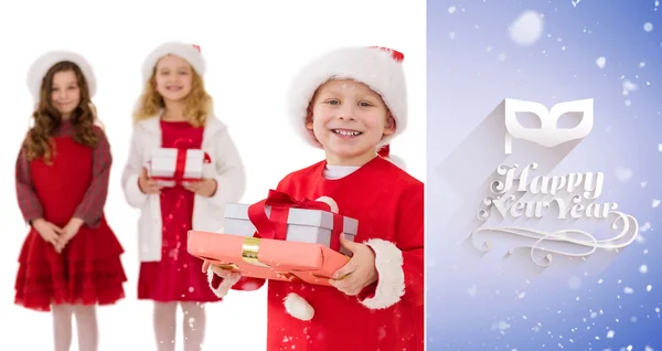 Festive little siblings smiling — Stock Photo, Image