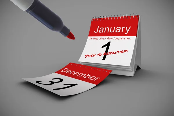 Nytt år upplösning på kalendern — Stockfoto