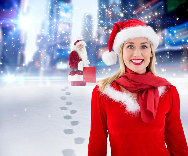 Festive blonde smiling — Stock Photo, Image