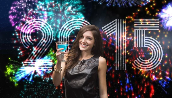 Composite image of brunette with cocktail — Stock Photo, Image