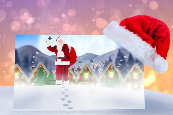 Santa delivery presents to village — Stock Photo, Image