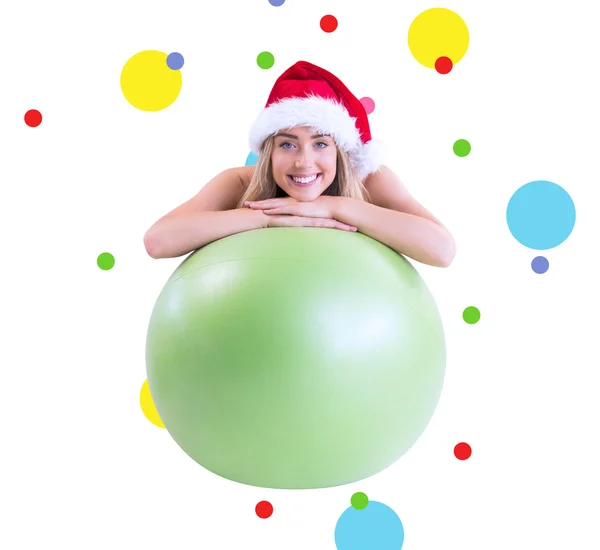 Blonde posing with exercise ball — Stock Photo, Image