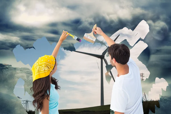 Couple painting the sky — Stock Photo, Image