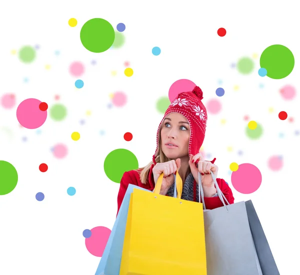 Blonde holding shopping bags — Stock Photo, Image