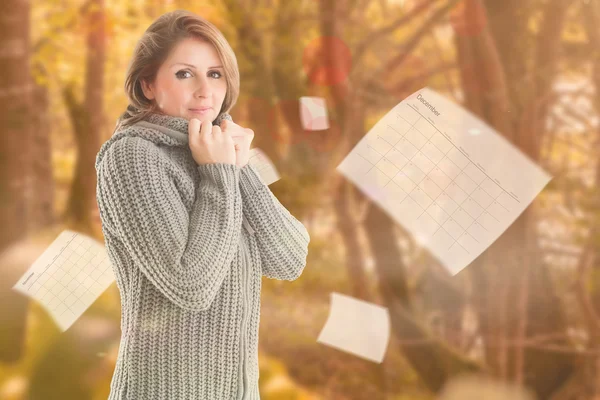 Girl against autumn scene — Stock Photo, Image