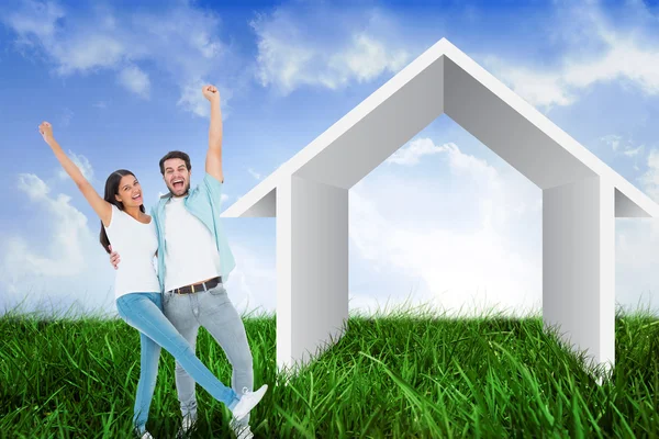 Couple cheering together — Stock Photo, Image