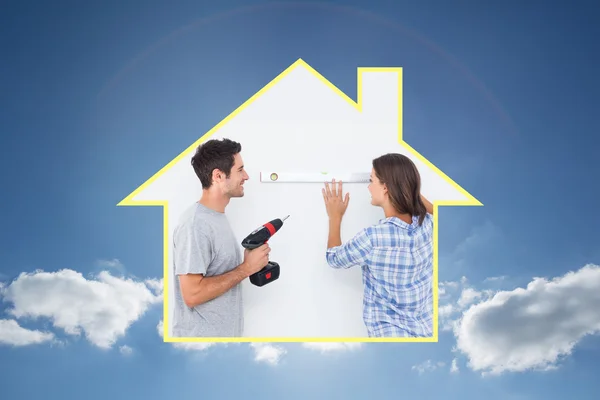 Man and his wife doing diy together — Stock Photo, Image