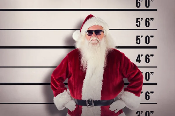 Santa claus wears black sunglasses — Stock Photo, Image