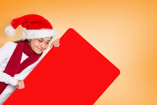 Festive little girl showing card — Stock Photo, Image