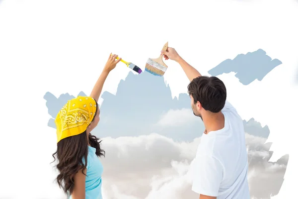 Couple painting together a sky — Stock Photo, Image