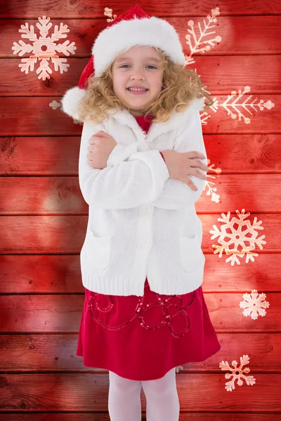 Immagine composita di festosa bambina che sorride alla macchina fotografica — Foto Stock