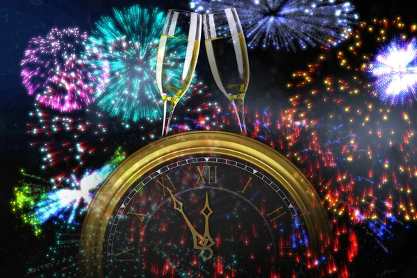 Composite image of clock counting down to midnight — Stock Photo, Image