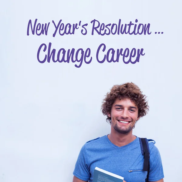 Young man above the inscription — Stock Photo, Image