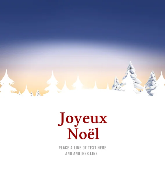 Joyeux noel mot snöiga landskap — Stockfoto