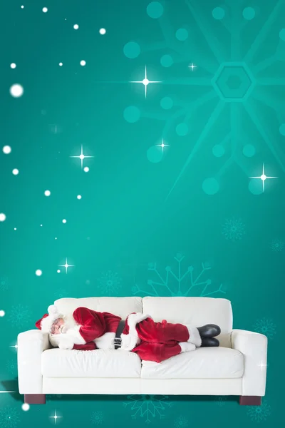 Father Christmas sleeps on couch — Stock Photo, Image