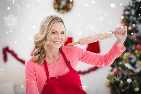 Feestelijke blonde maken kerstkoekjes — Stockfoto