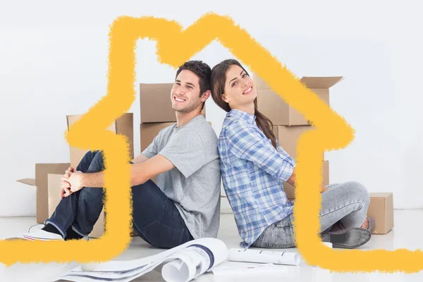 Couple sitting back-to-back — Stock Photo, Image