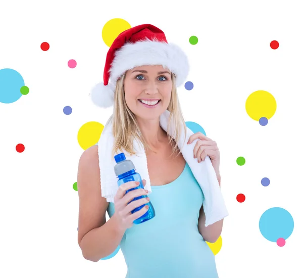 Festive fit blonde smiling — Stock Photo, Image