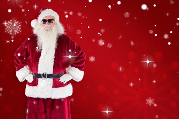 Santa Claus wears black sunglasses — Stock Photo, Image