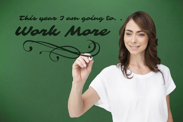 Smiling businesswoman holding marker — Stock Photo, Image