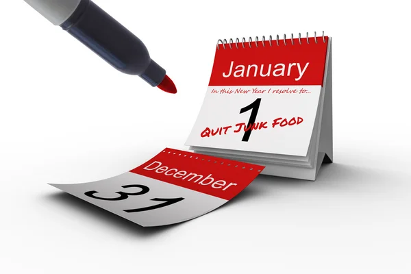 Resolución de año nuevo en el calendario — Foto de Stock