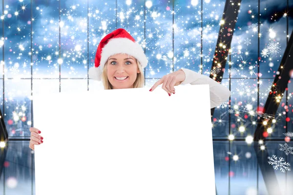 Blonde showing white poster — Stock Photo, Image