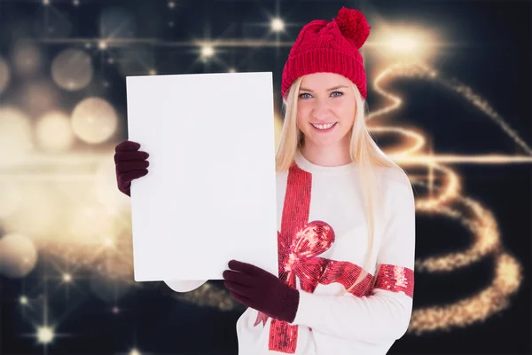 Blonde showing blank page — Stock Photo, Image