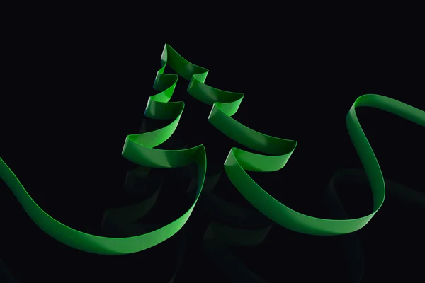 Composite image of ribbon in shape of christmas tree — Stock Photo, Image